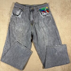 Vintage Y2K Coogi Blue Jeans 36x32 Embroidered Pockets RIPPED Front Pockets